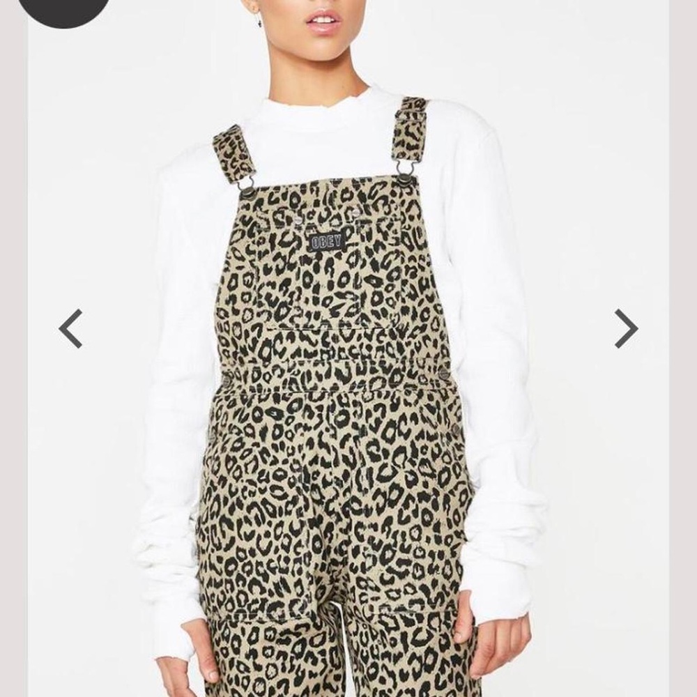 Obey leopard print casbah overalls